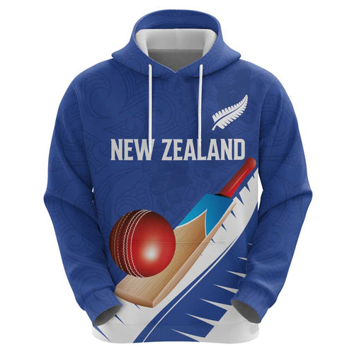 Custom New Zealand Cricket Zip Hoodie Kiwi Birds Haka Dance Blue Fern Sporty Style