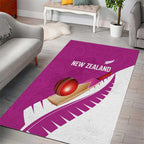 New Zealand Cricket Area Rug Kiwi Birds Haka Dance Pink Fern Sporty Style