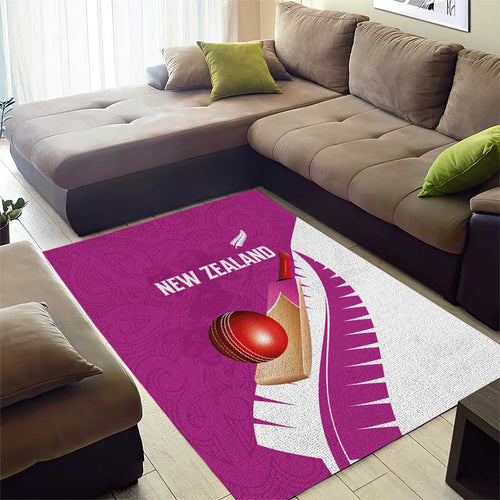 New Zealand Cricket Area Rug Kiwi Birds Haka Dance Pink Fern Sporty Style