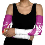 Custom New Zealand Cricket Arm Sleeves Kiwi Birds Haka Dance Pink Fern Sporty Style