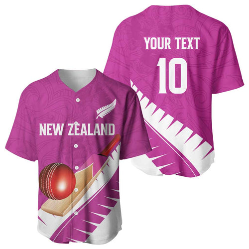 Custom New Zealand Cricket Baseball Jersey Kiwi Birds Haka Dance Pink Fern Sporty Style