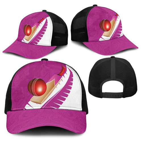 New Zealand Cricket Baseball Net Cap Kiwi Birds Haka Dance Pink Fern Sporty Style