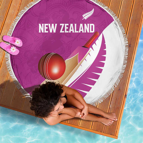 New Zealand Cricket Beach Blanket Kiwi Birds Haka Dance Pink Fern Sporty Style