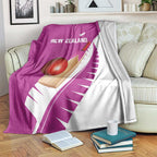 New Zealand Cricket Blanket Kiwi Birds Haka Dance Pink Fern Sporty Style