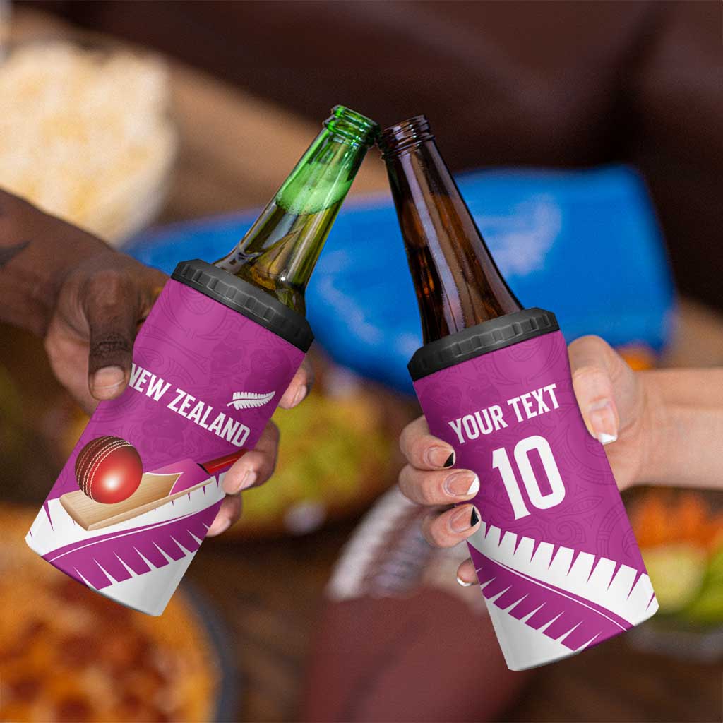 Custom New Zealand Cricket 4 in 1 Can Cooler Tumbler Kiwi Birds Haka Dance Pink Fern Sporty Style