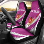 New Zealand Cricket Car Seat Cover Kiwi Birds Haka Dance Pink Fern Sporty Style