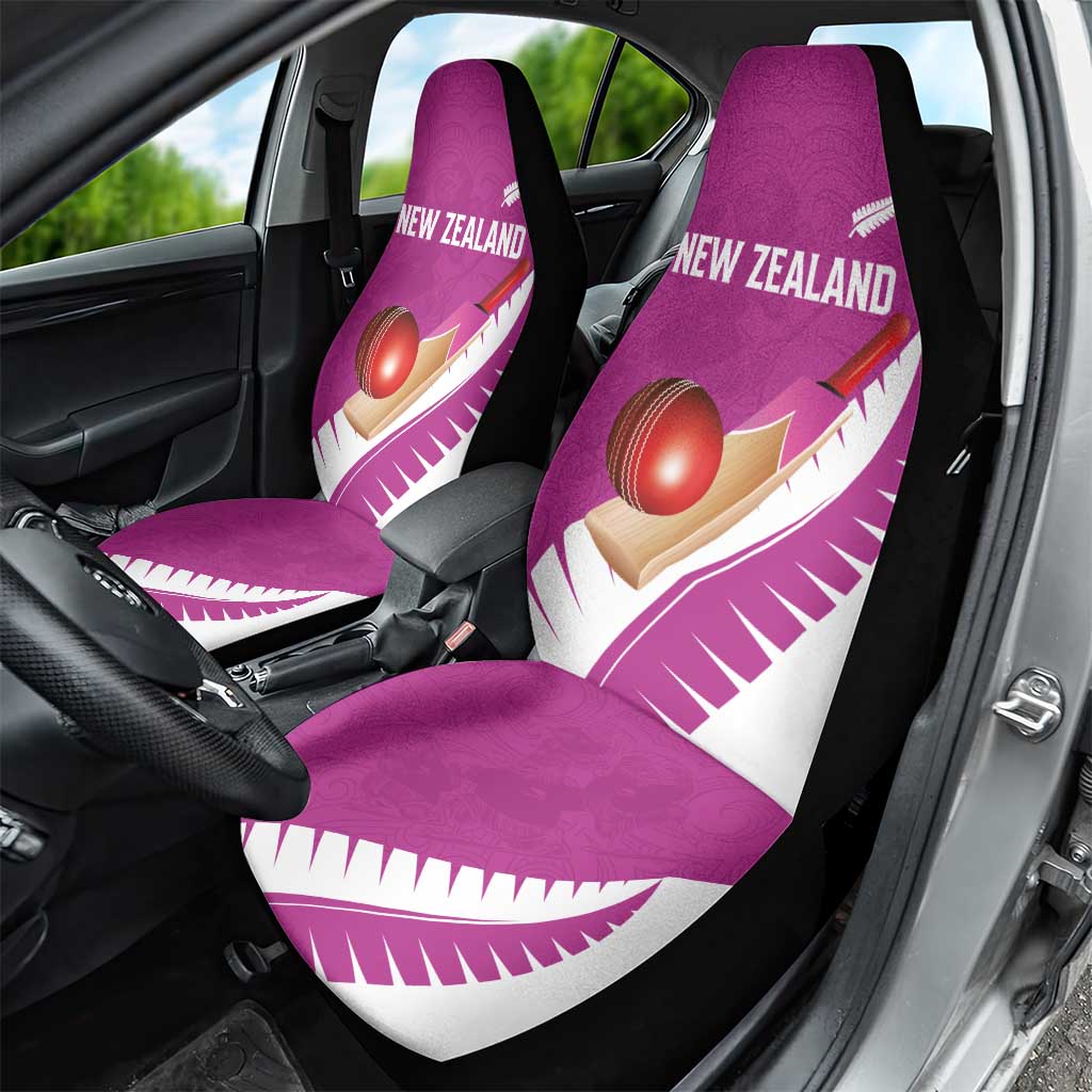 New Zealand Cricket Car Seat Cover Kiwi Birds Haka Dance Pink Fern Sporty Style