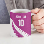 Custom New Zealand Cricket Ceramic Mug Kiwi Birds Haka Dance Pink Fern Sporty Style