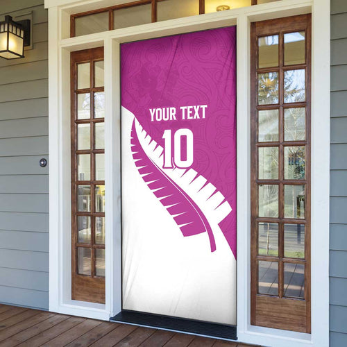 Custom New Zealand Cricket Door Cover Kiwi Birds Haka Dance Pink Fern Sporty Style