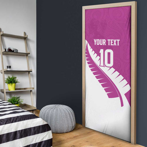 Custom New Zealand Cricket Door Cover Kiwi Birds Haka Dance Pink Fern Sporty Style