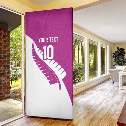 Custom New Zealand Cricket Door Cover Kiwi Birds Haka Dance Pink Fern Sporty Style