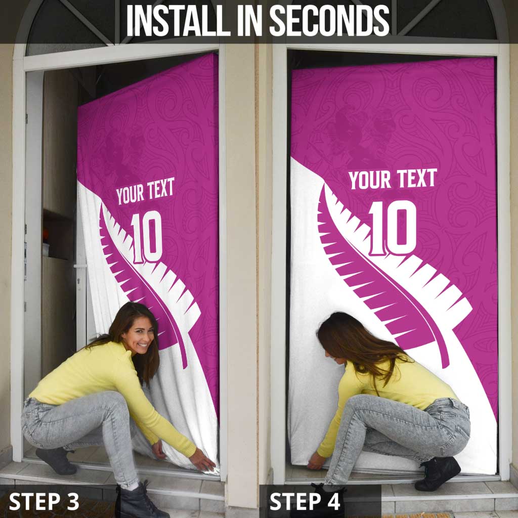 Custom New Zealand Cricket Door Cover Kiwi Birds Haka Dance Pink Fern Sporty Style