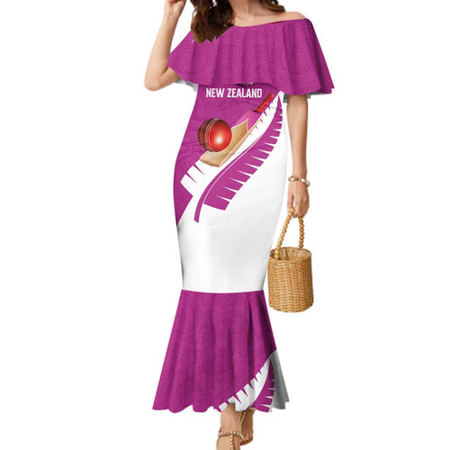Custom New Zealand Cricket Family Matching Mermaid Dress and Hawaiian Shirt Kiwi Birds Haka Dance Pink Fern Sporty Style