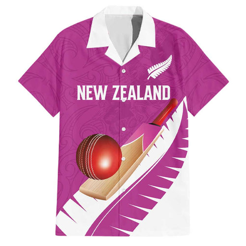 Custom New Zealand Cricket Family Matching Short Sleeve Bodycon Dress and Hawaiian Shirt Kiwi Birds Haka Dance Pink Fern Sporty Style