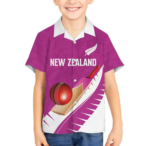 Custom New Zealand Cricket Family Matching Short Sleeve Bodycon Dress and Hawaiian Shirt Kiwi Birds Haka Dance Pink Fern Sporty Style