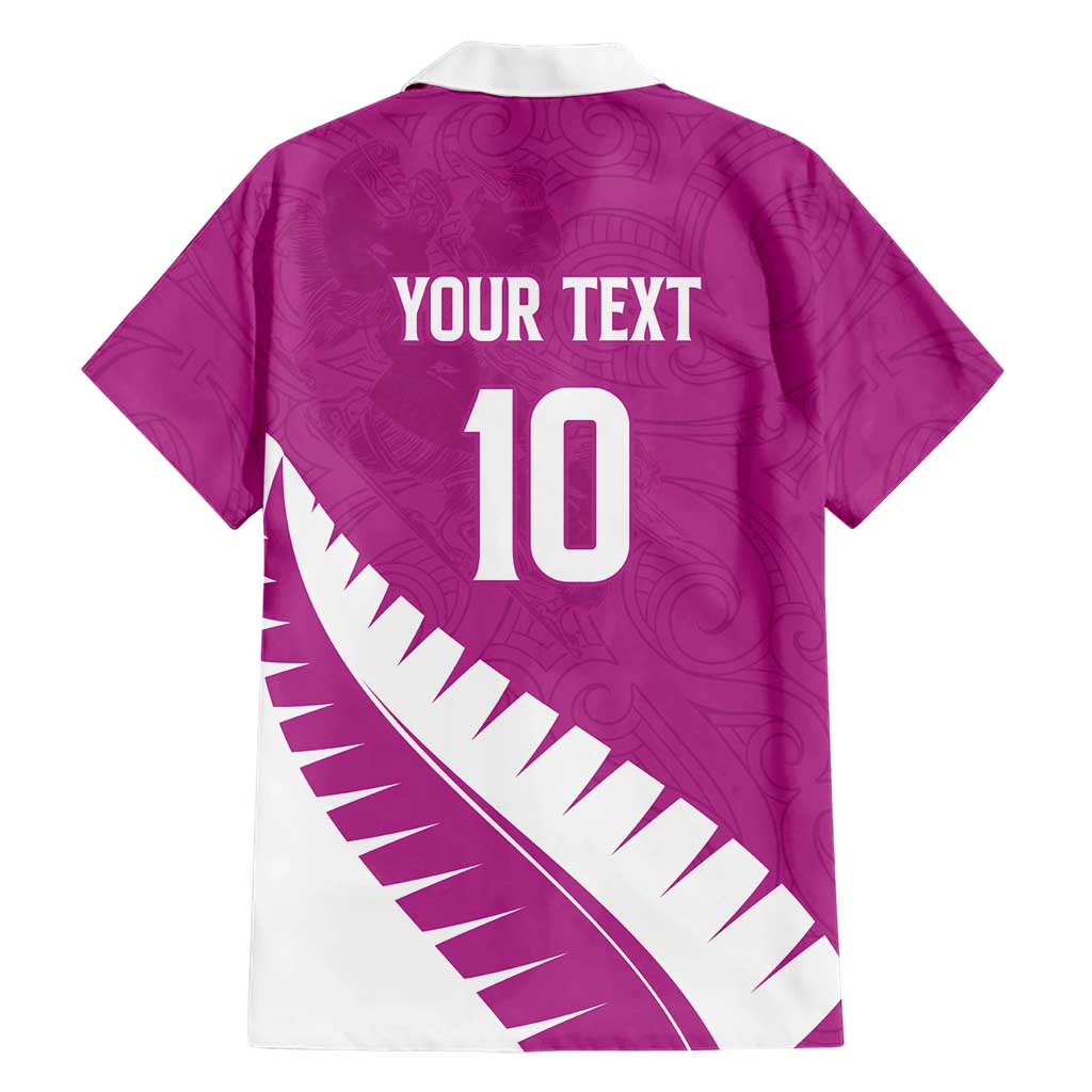 Custom New Zealand Cricket Family Matching Summer Maxi Dress and Hawaiian Shirt Kiwi Birds Haka Dance Pink Fern Sporty Style
