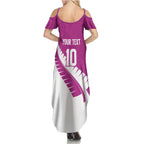 Custom New Zealand Cricket Family Matching Summer Maxi Dress and Hawaiian Shirt Kiwi Birds Haka Dance Pink Fern Sporty Style