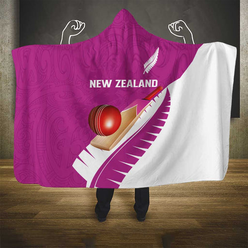 New Zealand Cricket Hooded Blanket Kiwi Birds Haka Dance Pink Fern Sporty Style
