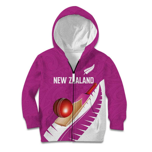 Custom New Zealand Cricket Kid Hoodie Kiwi Birds Haka Dance Pink Fern Sporty Style