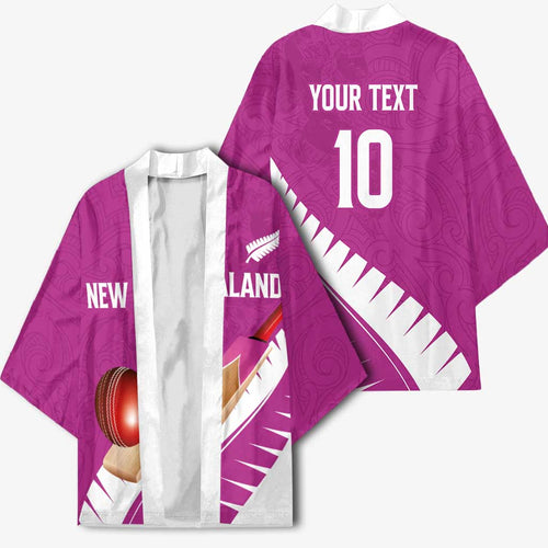 Custom New Zealand Cricket Kimono Kiwi Birds Haka Dance Pink Fern Sporty Style