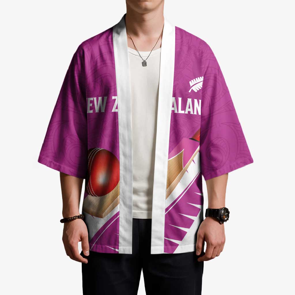 Custom New Zealand Cricket Kimono Kiwi Birds Haka Dance Pink Fern Sporty Style