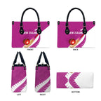 New Zealand Cricket Leather Bag Kiwi Birds Haka Dance Pink Fern Sporty Style