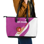 New Zealand Cricket Leather Tote Bag Kiwi Birds Haka Dance Pink Fern Sporty Style