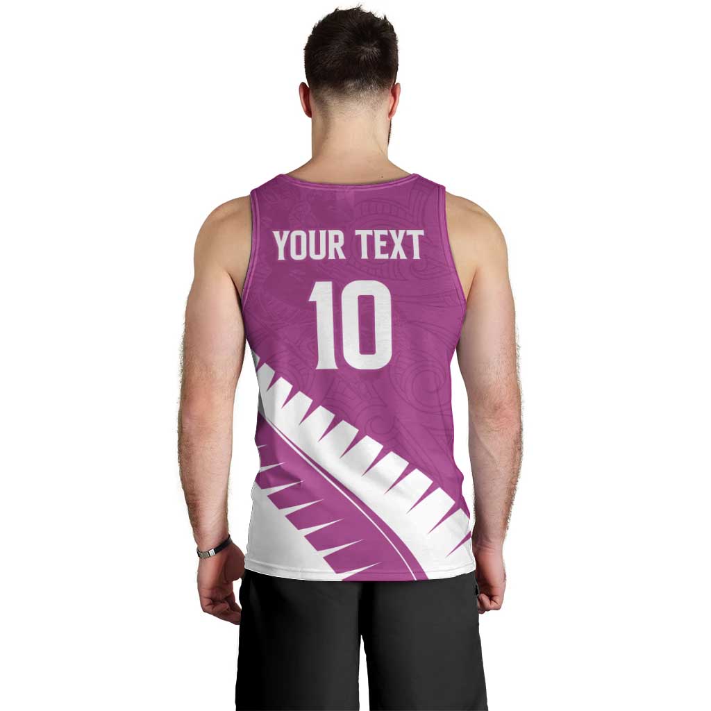 Custom New Zealand Cricket Men Tank Top Kiwi Birds Haka Dance Pink Fern Sporty Style