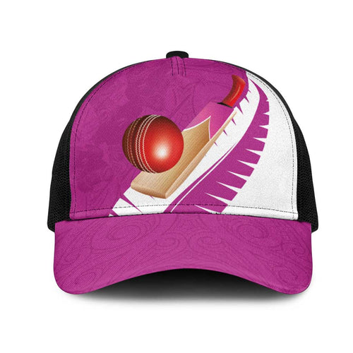 New Zealand Cricket Mesh Trucker Cap Kiwi Birds Haka Dance Pink Fern Sporty Style