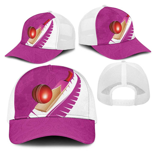 New Zealand Cricket Mesh Trucker Cap Kiwi Birds Haka Dance Pink Fern Sporty Style