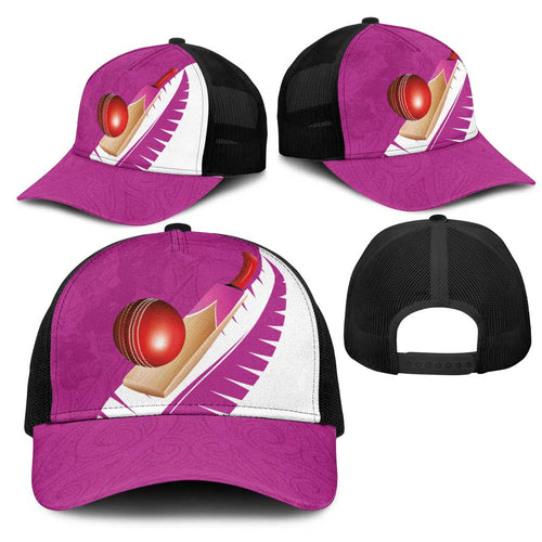 New Zealand Cricket Mesh Trucker Cap Kiwi Birds Haka Dance Pink Fern Sporty Style