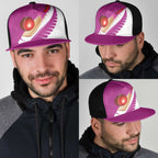 New Zealand Cricket Mesh Trucker Cap Kiwi Birds Haka Dance Pink Fern Sporty Style