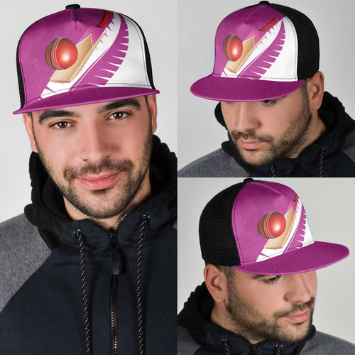 New Zealand Cricket Mesh Trucker Cap Kiwi Birds Haka Dance Pink Fern Sporty Style