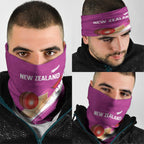 New Zealand Cricket Neck Gaiter Kiwi Birds Haka Dance Pink Fern Sporty Style