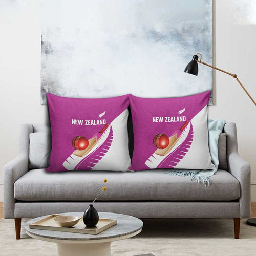 New Zealand Cricket Pillow Cover Kiwi Birds Haka Dance Pink Fern Sporty Style