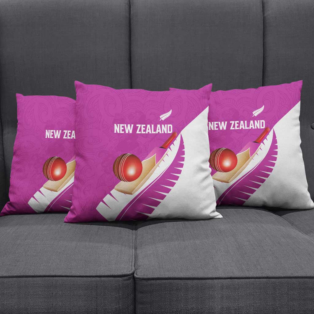 New Zealand Cricket Pillow Cover Kiwi Birds Haka Dance Pink Fern Sporty Style