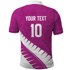Custom New Zealand Cricket Polo Shirt Kiwi Birds Haka Dance Pink Fern Sporty Style