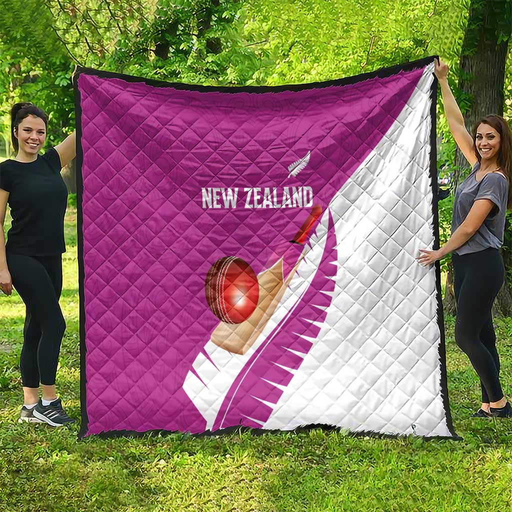 New Zealand Cricket Quilt Kiwi Birds Haka Dance Pink Fern Sporty Style