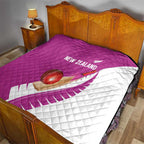 New Zealand Cricket Quilt Kiwi Birds Haka Dance Pink Fern Sporty Style