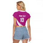 Custom New Zealand Cricket Raglan Cropped T Shirt Kiwi Birds Haka Dance Pink Fern Sporty Style