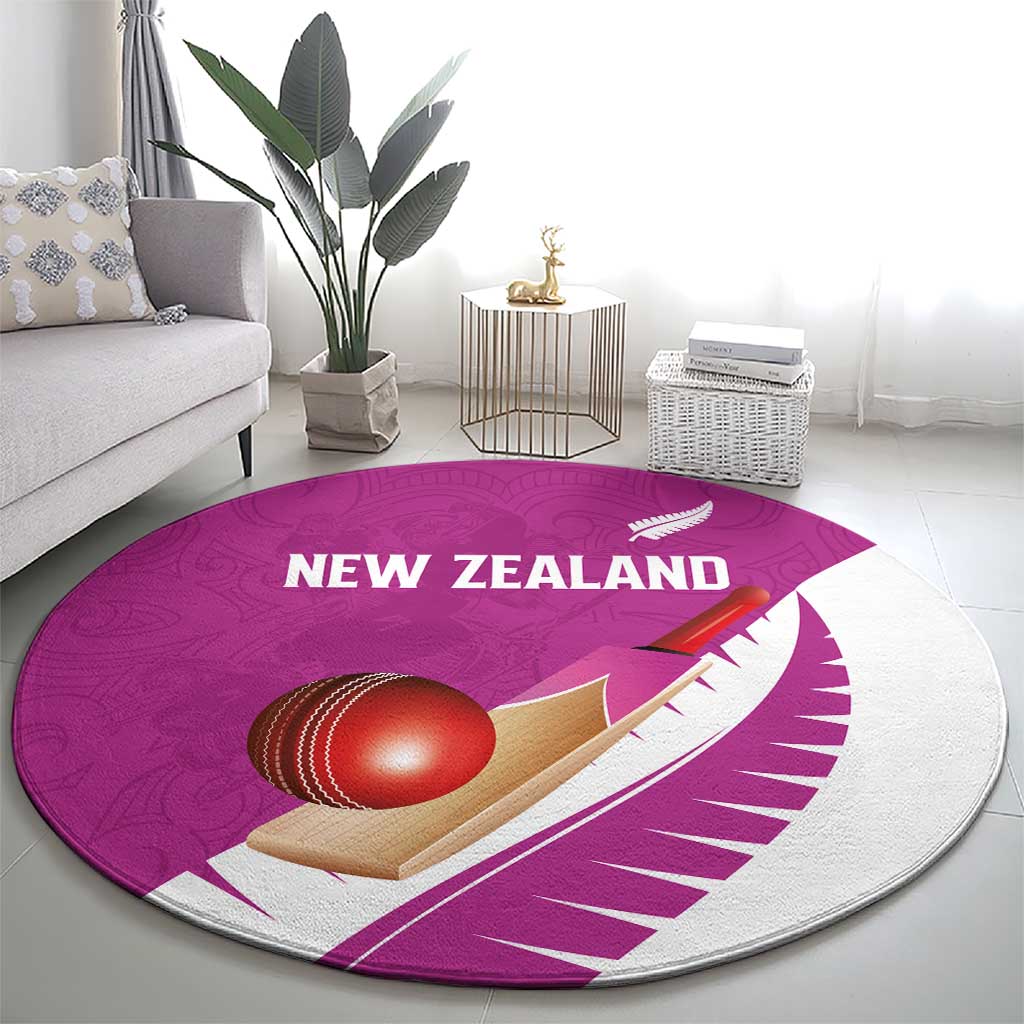 New Zealand Cricket Round Carpet Kiwi Birds Haka Dance Pink Fern Sporty Style