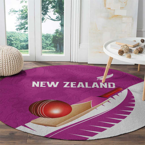 New Zealand Cricket Round Carpet Kiwi Birds Haka Dance Pink Fern Sporty Style
