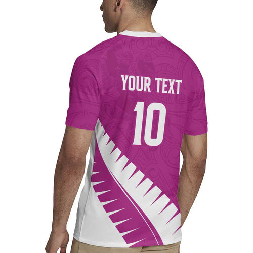 Custom New Zealand Cricket Rugby Jersey Kiwi Birds Haka Dance Pink Fern Sporty Style