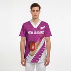 Custom New Zealand Cricket Scrub Top Kiwi Birds Haka Dance Pink Fern Sporty Style