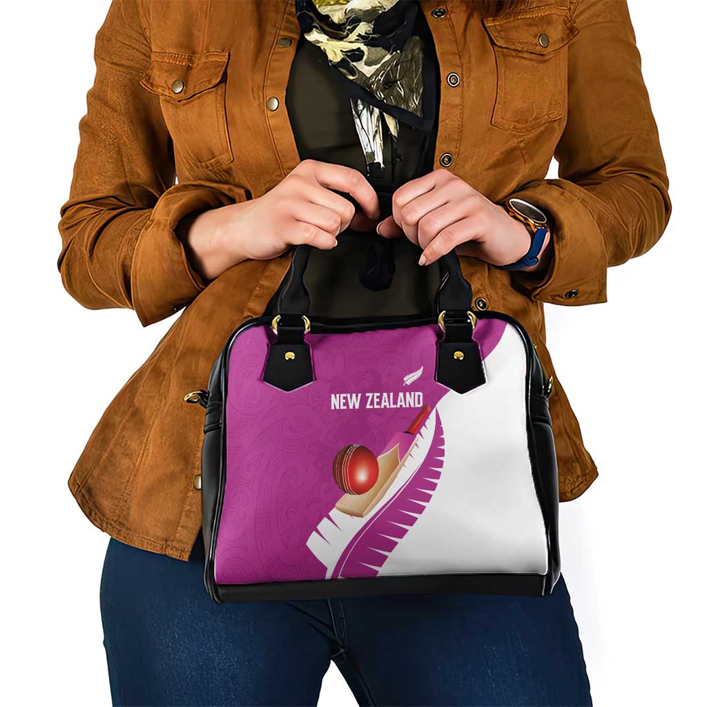 New Zealand Cricket Shoulder Handbag Kiwi Birds Haka Dance Pink Fern Sporty Style