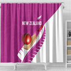 New Zealand Cricket Shower Curtain Kiwi Birds Haka Dance Pink Fern Sporty Style