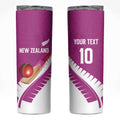 Custom New Zealand Cricket Skinny Tumbler Kiwi Birds Haka Dance Pink Fern Sporty Style