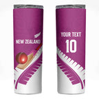 Custom New Zealand Cricket Skinny Tumbler Kiwi Birds Haka Dance Pink Fern Sporty Style