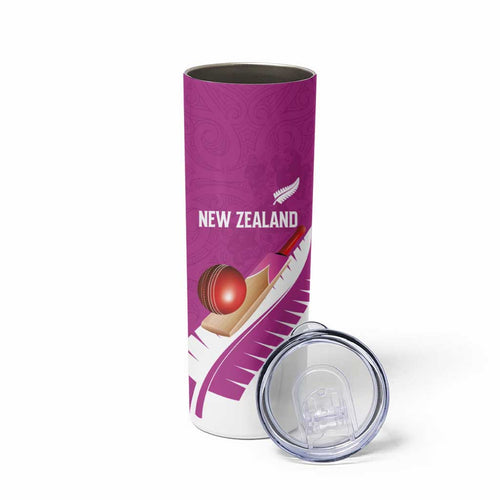 Custom New Zealand Cricket Skinny Tumbler Kiwi Birds Haka Dance Pink Fern Sporty Style