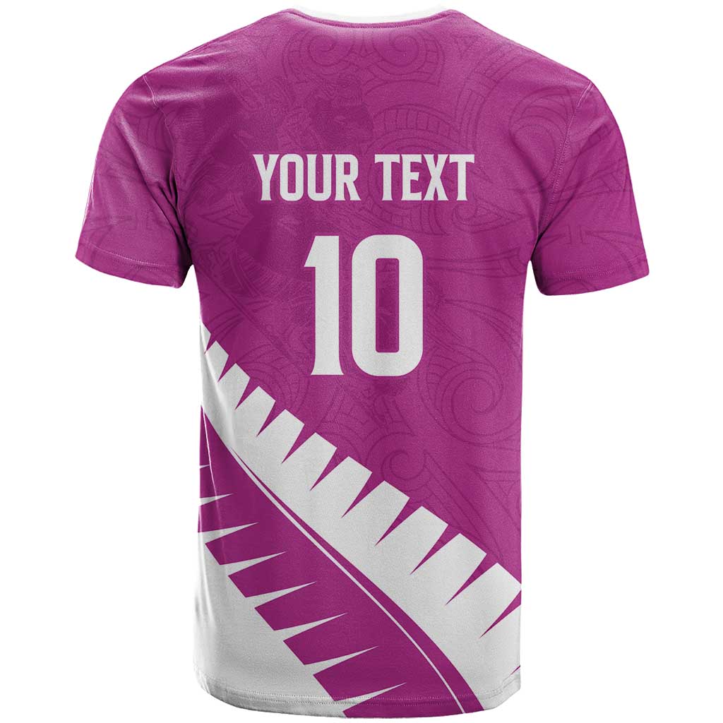 Custom New Zealand Cricket T Shirt Kiwi Birds Haka Dance Pink Fern Sporty Style